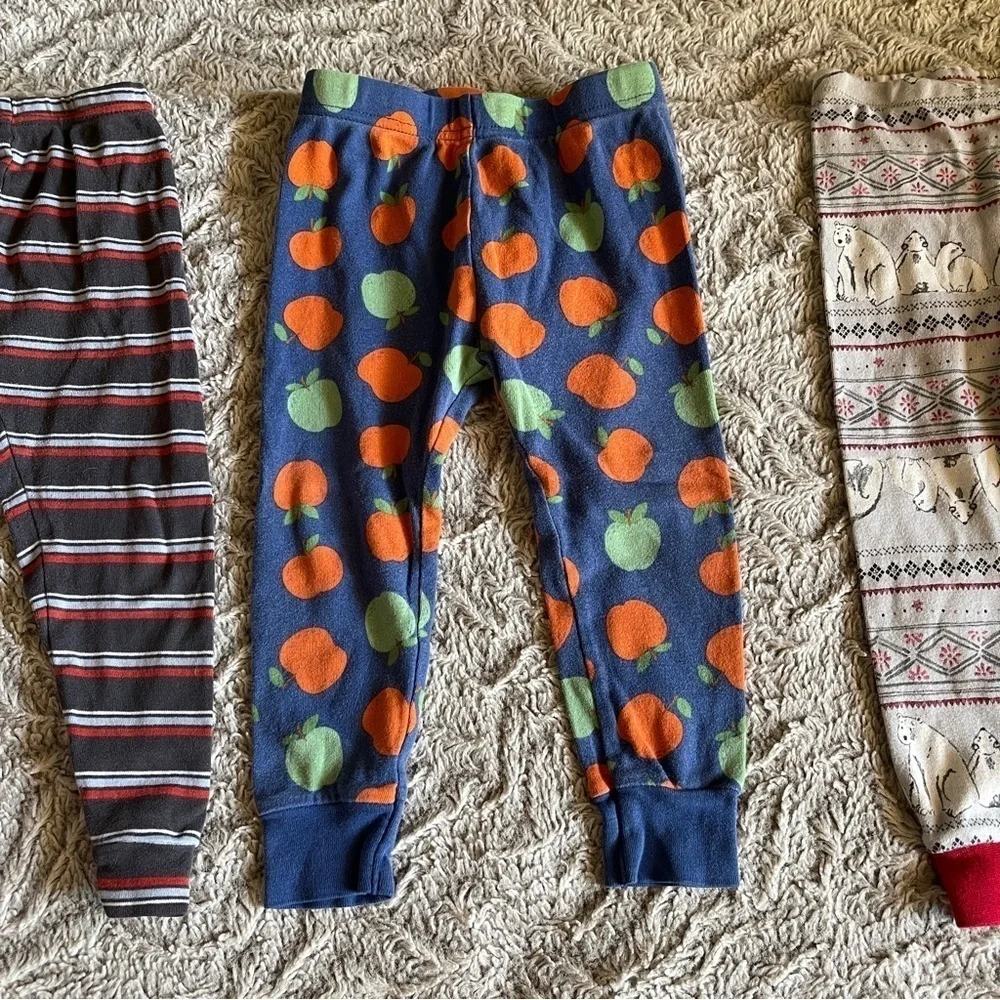 Carter's Kids Pants Bundle Gray and Red Striped Pajama Pants